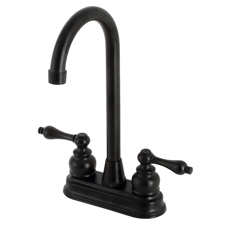 Kingston Brass KB490AL 4-Inch Centerset High-Arc Bar Faucet, Matte Black KB490AL